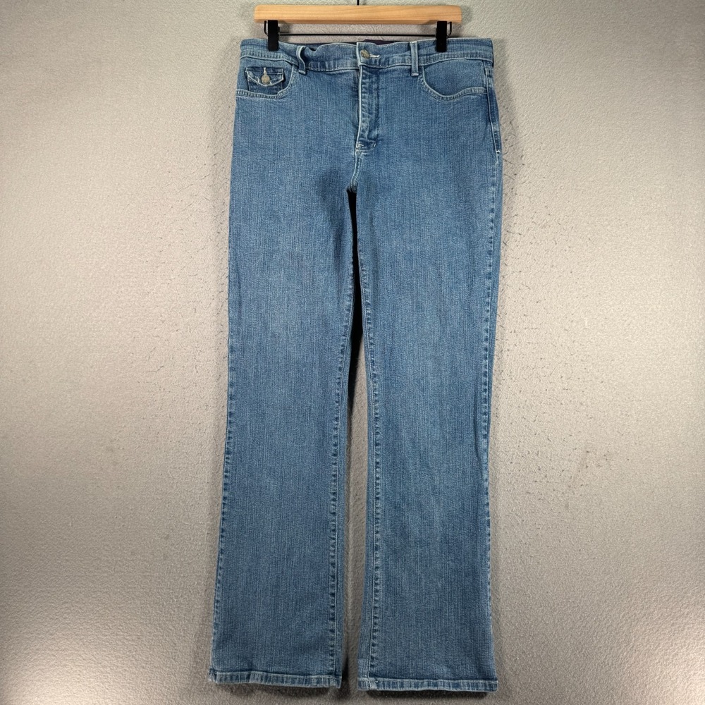 NYDJ Jeans Womens 14 Blue Lightwash Denim Straight Flap Pocket Classic Lift Tuck